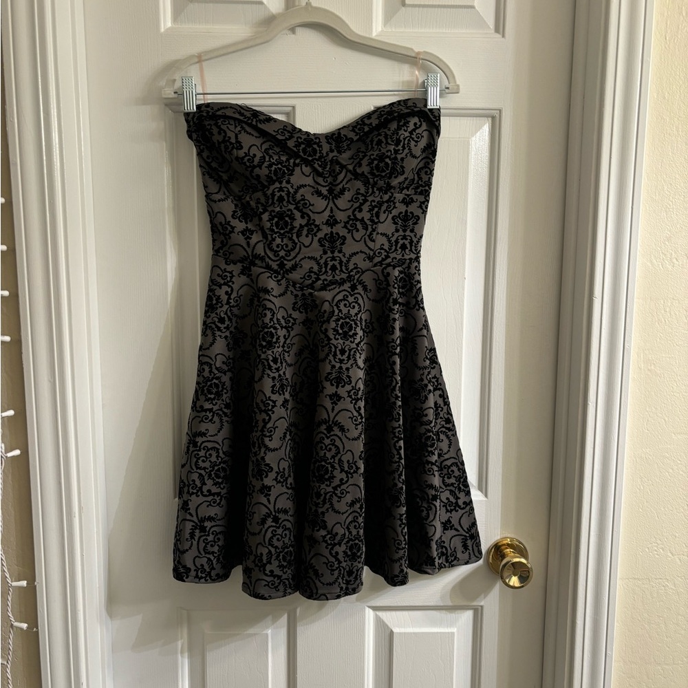 Emerald Sundae Black Strapless Fit and Flare Dress